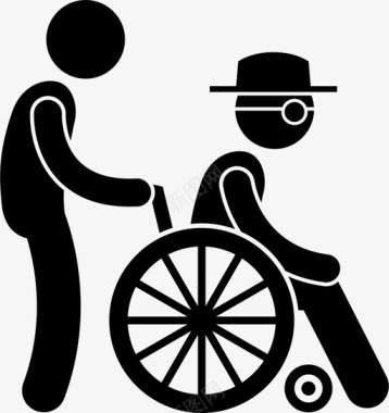 轮椅上的盲人残疾残疾人图标图标