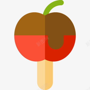 焦糖苹果甜点和糖果5个扁平图标图标
