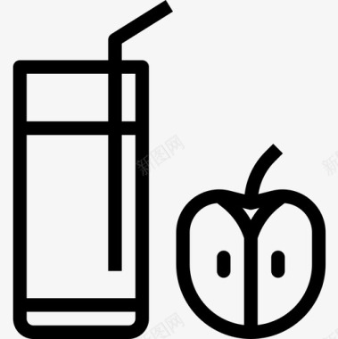 苹果汁饮料10线性图标图标