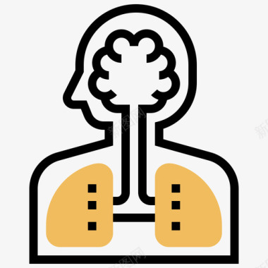人体器官健康检查3黄色阴影图标图标