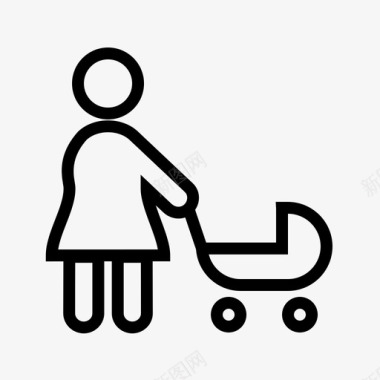 带着宝宝在街上走孩子手推车图标图标