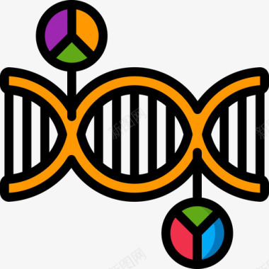 生物DNADna遗传学和生物工程5线性颜色图标图标