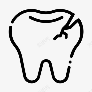矢量裂纹断牙裂纹牙科护理图标图标