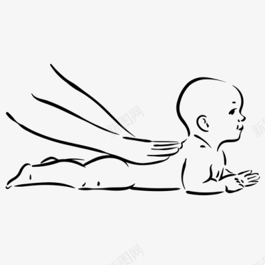 婴儿按摩身体护理图标图标