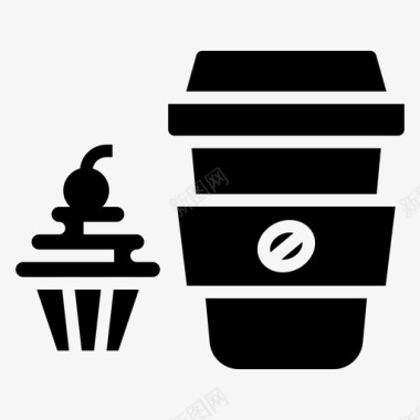 咖啡和纸杯蛋糕饮料清爽饮料图标图标