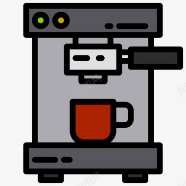 咖啡机器具10线性颜色图标图标
