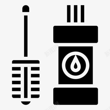 清洁肥皂马桶刷清洁97字形图标图标