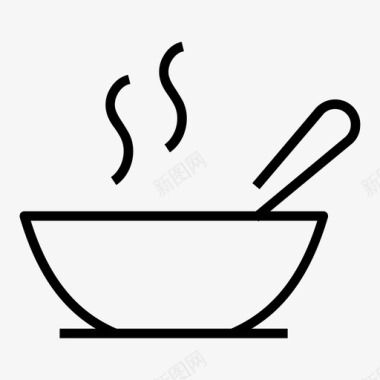 热汤食物咖啡店线路图标集1图标