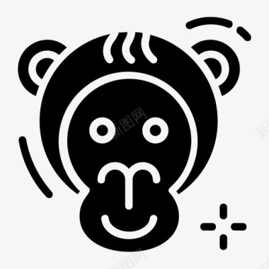 猴脸黑猩猩森林动物图标图标