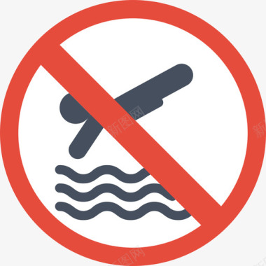 禁止下水禁止潜水警告标志5平坦图标图标
