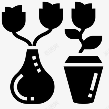 花瓶花束装饰图标图标