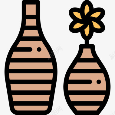 花瓶手工艺品6线性颜色图标图标