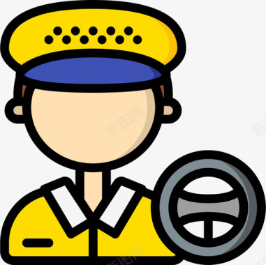 出租车司机职业23线条颜色图标图标