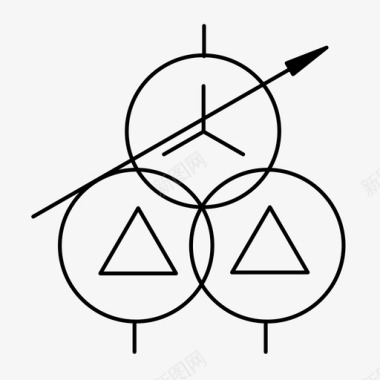 三绕组可调变压器（三角形-三角形-星形连接）图标