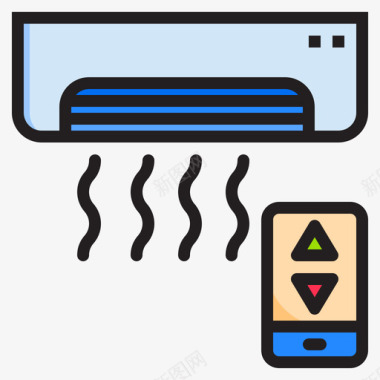 空调除臭剂空调电子9线性颜色图标图标
