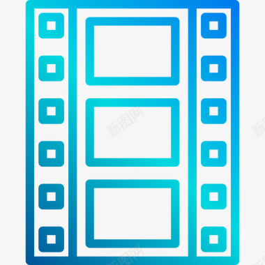 怀旧电影胶片胶片电影胶片线性梯度图标图标