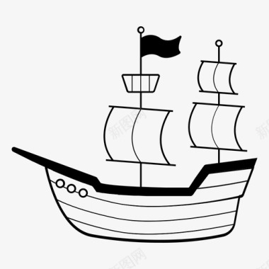 海盗船海洋帆船图标图标