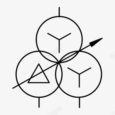 三绕组有载可调变压器 （星形-三角形-星形连接）图标
