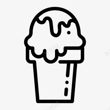 冰淇淋矢量图杯中含椰油酸盐的冰淇淋冷盘蛋卷图标图标