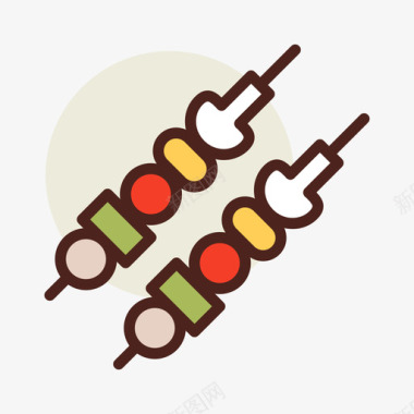 穿串串街头食品11线性颜色图标图标