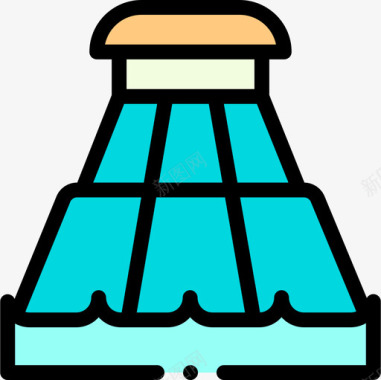 公园喷泉滑块水上公园31线颜色图标图标