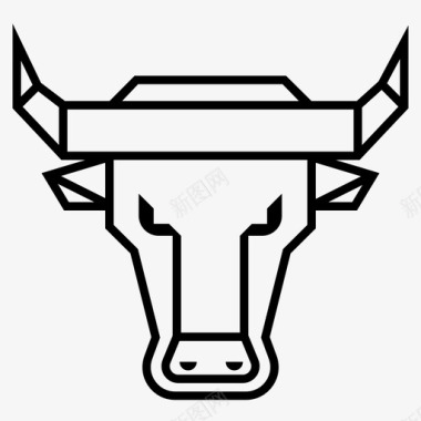 强壮的牛牛头牛肉肉图标图标