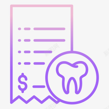 竖条渐变发票牙科38轮廓渐变图标图标