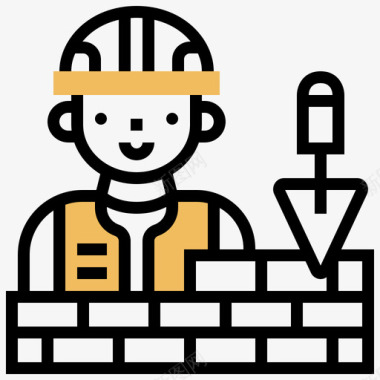 墙建筑工人4黄影图标图标