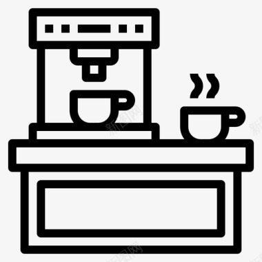 咖啡厅装饰品咖啡机39号咖啡厅直线型图标图标