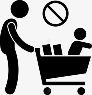 婴儿在购物车上儿童危险图标图标