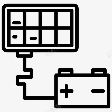 规律生活太阳能电池智能生活线性图标图标