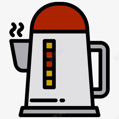 电热水袋电热水壶器具10线性颜色图标图标
