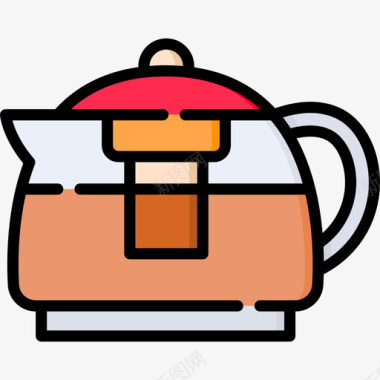 茶壶家用器具15线颜色图标图标
