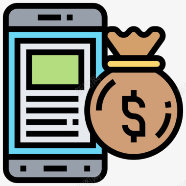 木质数字6钱袋数字银行6线性颜色图标图标