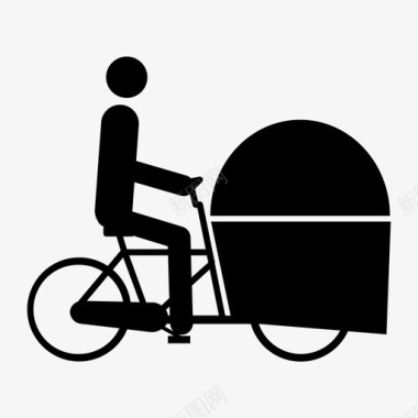 黑色载货自行车轮自行车货运自行车图标图标