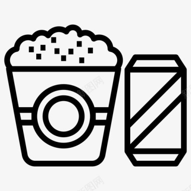 爆米花和饮料电影院小吃快餐图标图标