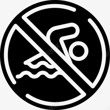 禁止下水禁止游泳警告标志3加油图标图标