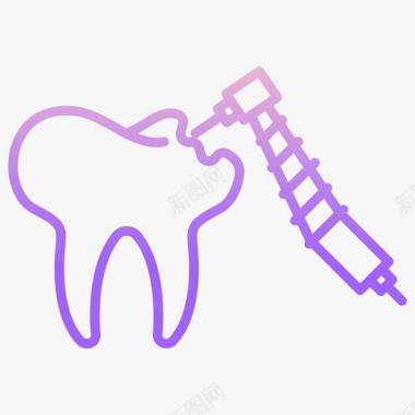 刷牙的牙齿龋齿牙齿38轮廓梯度图标图标