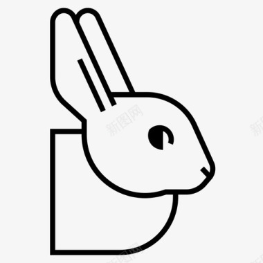 兔子动物头图标图标