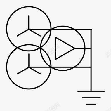 三绕组接地变压器 （星形-星形-三角形连接）图标