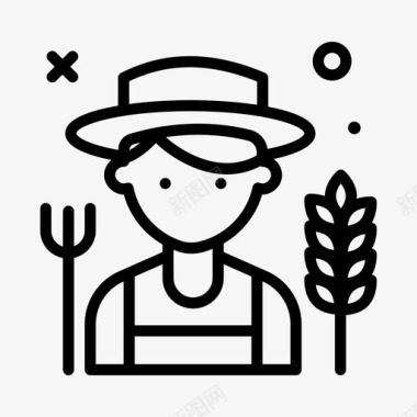 农民农民男性职业2直系图标图标