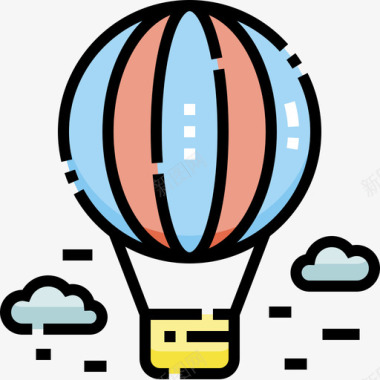 热气球热气球汽车运输5线颜色图标图标