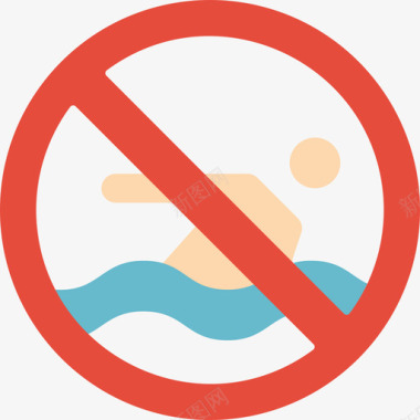 禁止下水禁止游泳救援和反应4平坦图标图标
