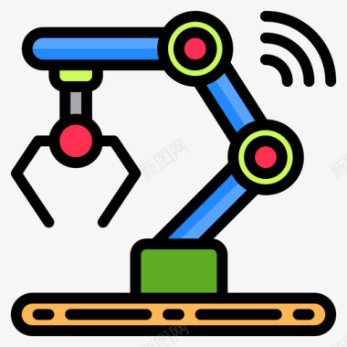黄色机械臂机械臂智能技术16线性颜色图标图标