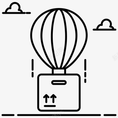 创意热气球物流空投热气球降落伞图标图标