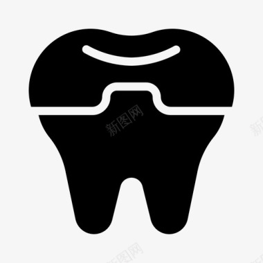 露着牙齿磨牙冠牙齿护理牙科治疗图标图标