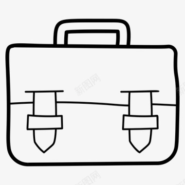 公文包手提箱商务和管理线标集图标图标