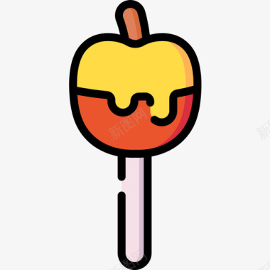 焦糖苹果游乐园45线性颜色图标图标