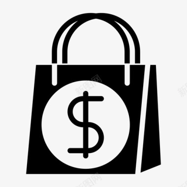 黑白购物袋购物钱图标图标