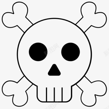 骷髅和交叉骨海盗海盗图标图标